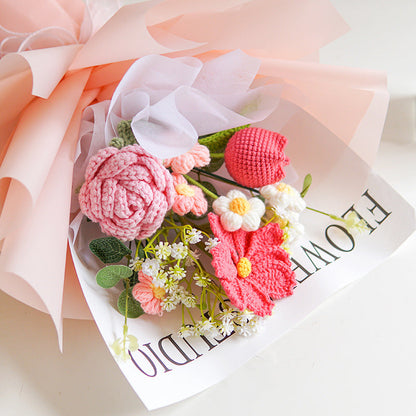 🌸 50% RABATT! 🎉 Handmade Delicate Crochet Flower Bouquet – Lifelike Design, Durable & Perfect Home Decor/Gift ✨