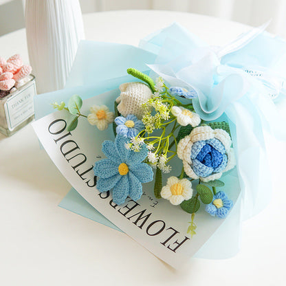 🌸 50% RABATT! 🎉 Handmade Delicate Crochet Flower Bouquet – Lifelike Design, Durable & Perfect Home Decor/Gift ✨
