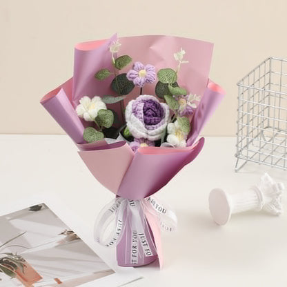 🌸 50% RABATT! 🎉 Handmade Delicate Crochet Flower Bouquet – Lifelike Design, Durable & Perfect Home Decor/Gift ✨