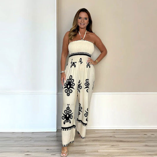 💥Sommer-Rabattaktion 60 % RABATT💥 Damen Ärmelloser Halfter-Jumpsuit mit weitem Bein