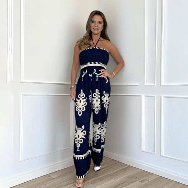 💥Sommer-Rabattaktion 60 % RABATT💥 Damen Ärmelloser Halfter-Jumpsuit mit weitem Bein