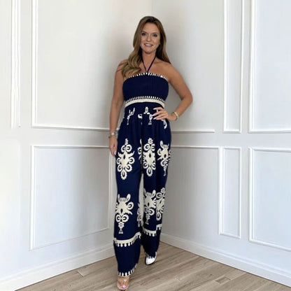💥Sommer-Rabattaktion 60 % RABATT💥 Damen Ärmelloser Halfter-Jumpsuit mit weitem Bein