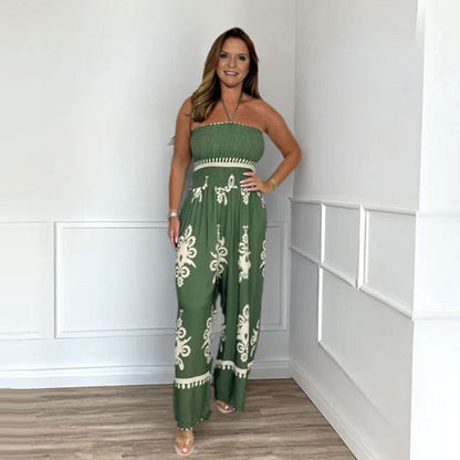 💥Sommer-Rabattaktion 60 % RABATT💥 Damen Ärmelloser Halfter-Jumpsuit mit weitem Bein