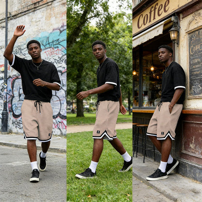 Herren Quilted Sport Shorts | Locker Geschnittene Freizeitshorts mit Streifensaum & Steppmuster – Atmungsaktive Baumwollmischung für Sommer, Sport & Alltag