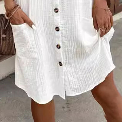 👗 50% RABATT! ☀️ Damen-Freizeitkleidhemd – Kurze Ärmel, Knöpfe & Tasche – Leicht & lässig – perfekt für Sommer, Strand oder Alltag 🌿🌸✨