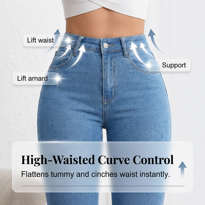 Elastische Schlagjeans für Damen mit hoher Taille
