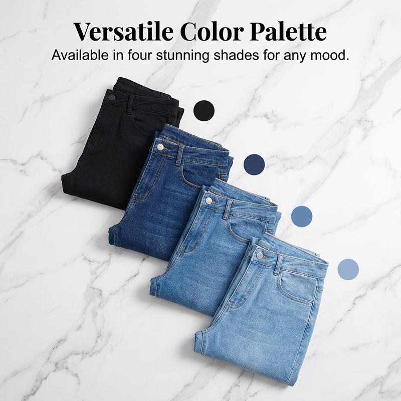 Elastische Schlagjeans für Damen mit hoher Taille