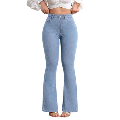 Elastische Schlagjeans für Damen mit hoher Taille
