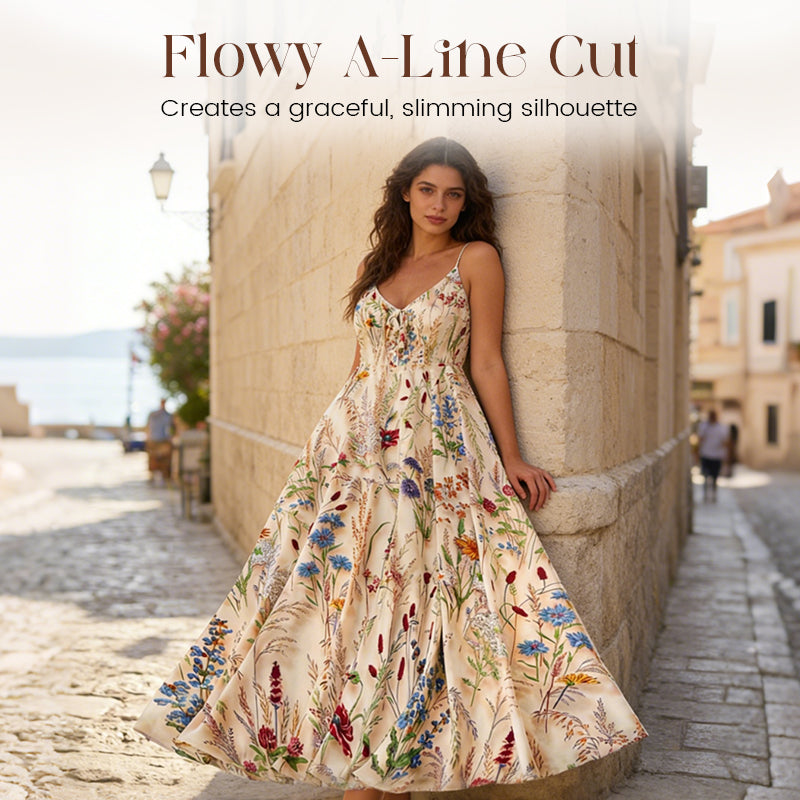 Plus-Size Kleid mit Blumenprint und Spaghettiträgern (Midi)