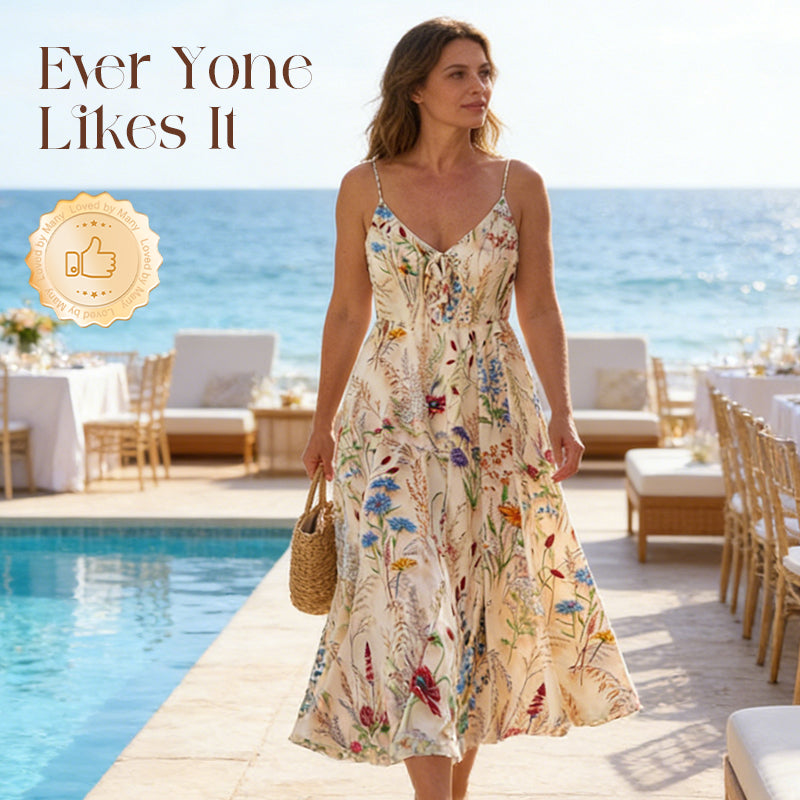 Plus-Size Kleid mit Blumenprint und Spaghettiträgern (Midi)