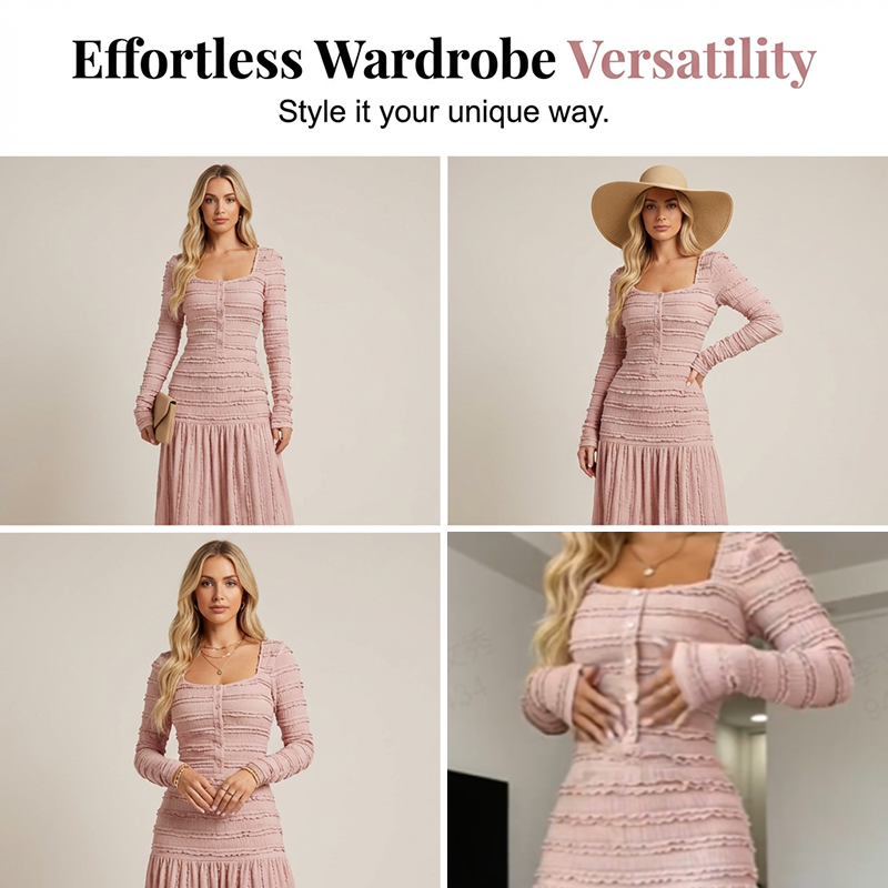 🌸 Maxikleid mit quadratischem Ausschnitt – Vintage-Charme trifft moderne Eleganz. Zeitlos & zauberhaft. ✨