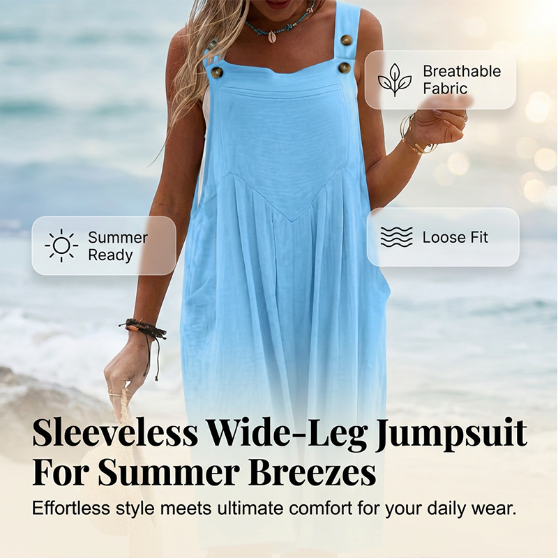 Ärmelloser Weitbein-Jumpsuit für Sommerbrisen