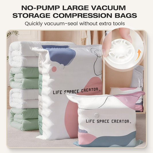 🛏️ LIMITIERTER 50% RABATT! Pumpenfreie Vakuum-Kompressionsbeutel – Spart bis zu 80% Stauraum für Bettwäsche, Kleidung & Reise