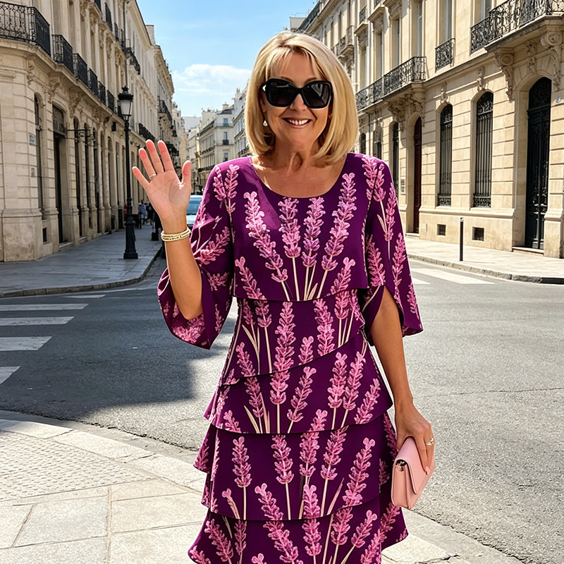 👗🌺 50% RABATT! Schickes, gestuftes Midikleid mit Blumenmuster – Romantisch, feminin & perfekt für besondere Anlässe ✨