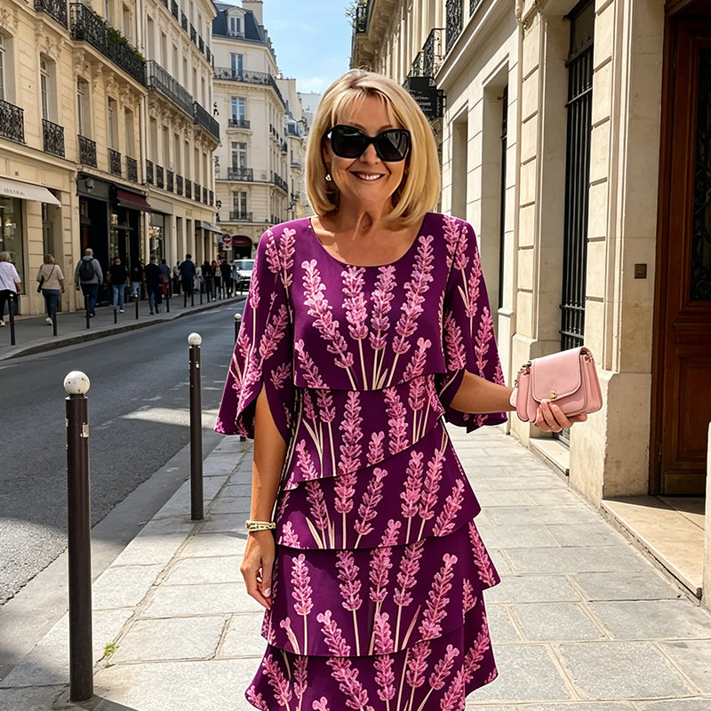 👗🌺 50% RABATT! Schickes, gestuftes Midikleid mit Blumenmuster – Romantisch, feminin & perfekt für besondere Anlässe ✨