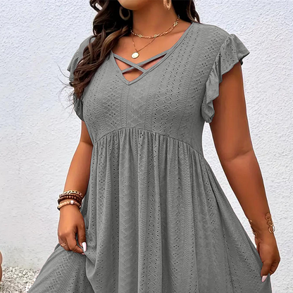 🔥 EXKLUSIVES ANGEBOT: 50% RABATT 💥 Elegantes Damenkleid mit Rüschenbesatz 👗 fein verarbeitet, stilvoll & inkl. gratis Halskette 🎁