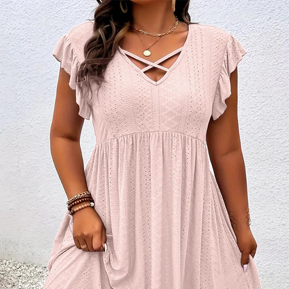 🔥 EXKLUSIVES ANGEBOT: 50% RABATT 💥 Elegantes Damenkleid mit Rüschenbesatz 👗 fein verarbeitet, stilvoll & inkl. gratis Halskette 🎁
