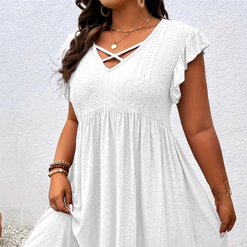 🔥 EXKLUSIVES ANGEBOT: 50% RABATT 💥 Elegantes Damenkleid mit Rüschenbesatz 👗 fein verarbeitet, stilvoll & inkl. gratis Halskette 🎁