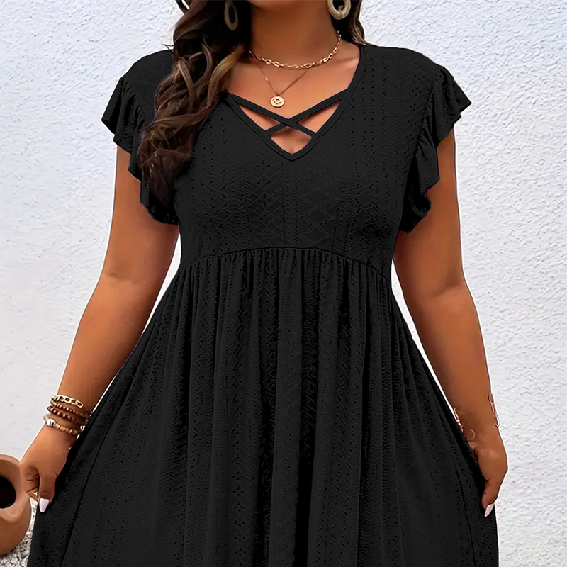 🔥 EXKLUSIVES ANGEBOT: 50% RABATT 💥 Elegantes Damenkleid mit Rüschenbesatz 👗 fein verarbeitet, stilvoll & inkl. gratis Halskette 🎁