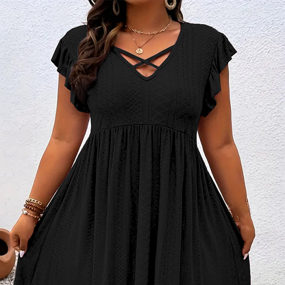 🔥 EXKLUSIVES ANGEBOT: 50% RABATT 💥 Elegantes Damenkleid mit Rüschenbesatz 👗 fein verarbeitet, stilvoll & inkl. gratis Halskette 🎁