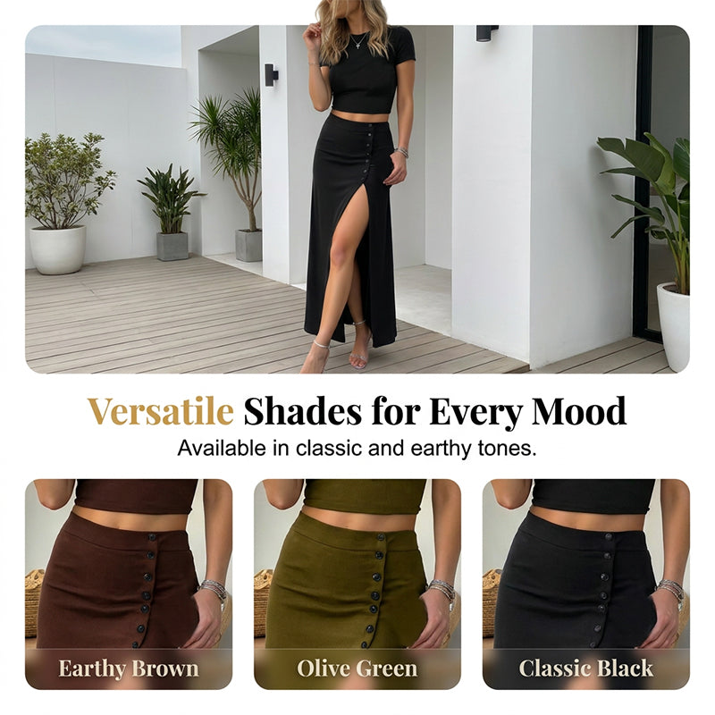 Elegantes figurbetontes Zweiteiler: Kurzes Crop Top und Midirock mit Schlitz
