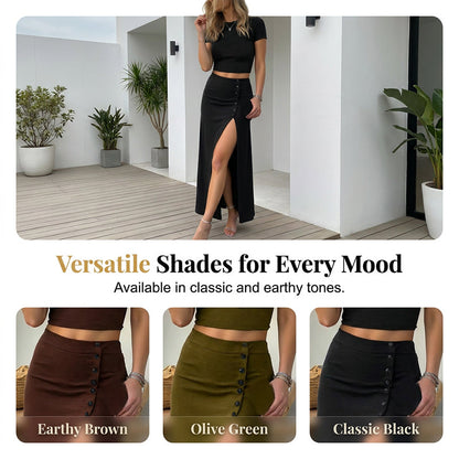 Elegantes figurbetontes Zweiteiler: Kurzes Crop Top und Midirock mit Schlitz