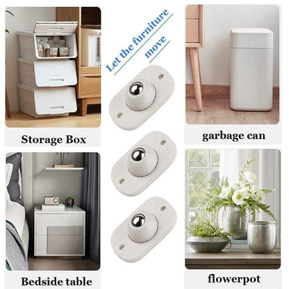🛋️JETZT 50 % RABATT! Universelle Edelstahl-Kugelrollen – selbstklebende Mini-Möbelrollen, 360° drehbar, ideal für Aufbewahrungsboxen, Nachttische, Mülleimer und Blumentöpfe