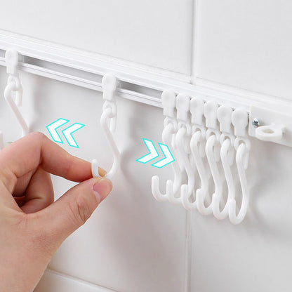 Multifunktionaler Schiebehaken – Montage ohne Bohren, verstellbarer Hakenabstand. Hält Geschirr, Handtücher & Bademäntel – keine Beschädigung der Wand! 🏠✨