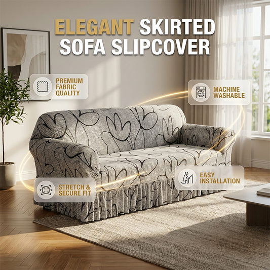 🛋️ Elastischer Sofabezug mit Volant – Bedruckter, rutschfester Schutzbezug gegen Schmutz und Flecken