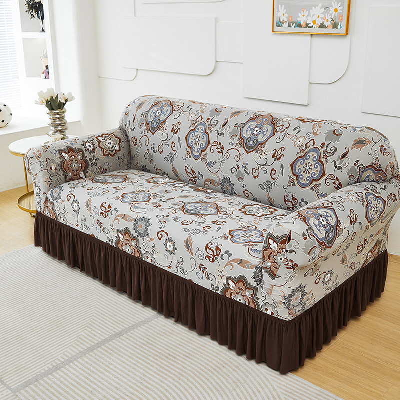 🛋️ Elastischer Sofabezug mit Volant – Bedruckter, rutschfester Schutzbezug gegen Schmutz und Flecken
