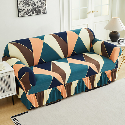 🛋️ Elastischer Sofabezug mit Volant – Bedruckter, rutschfester Schutzbezug gegen Schmutz und Flecken