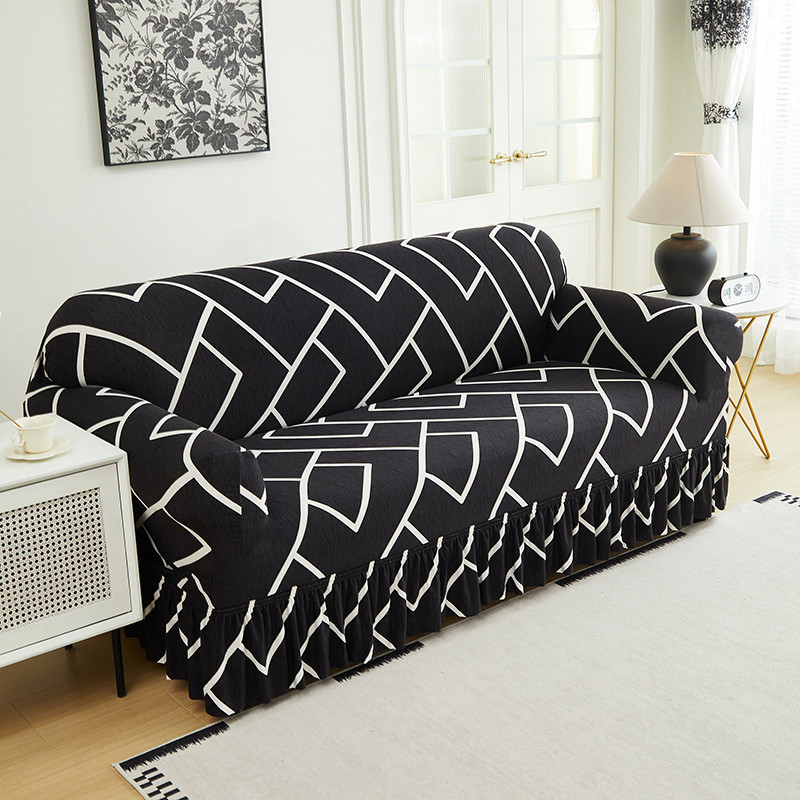 🛋️ Elastischer Sofabezug mit Volant – Bedruckter, rutschfester Schutzbezug gegen Schmutz und Flecken