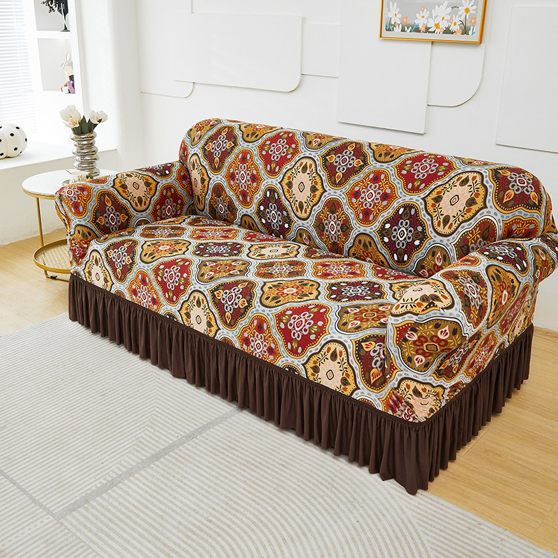 🛋️ Elastischer Sofabezug mit Volant – Bedruckter, rutschfester Schutzbezug gegen Schmutz und Flecken