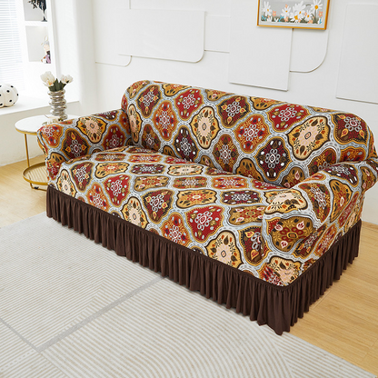 🛋️ Elastischer Sofabezug mit Volant – Bedruckter, rutschfester Schutzbezug gegen Schmutz und Flecken