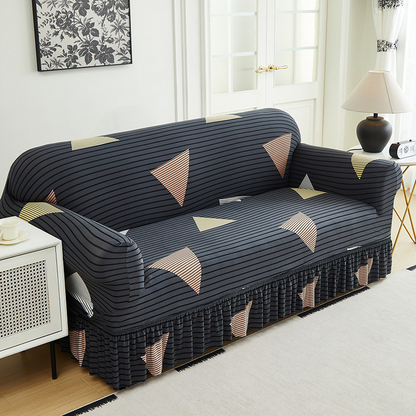 🛋️ Elastischer Sofabezug mit Volant – Bedruckter, rutschfester Schutzbezug gegen Schmutz und Flecken