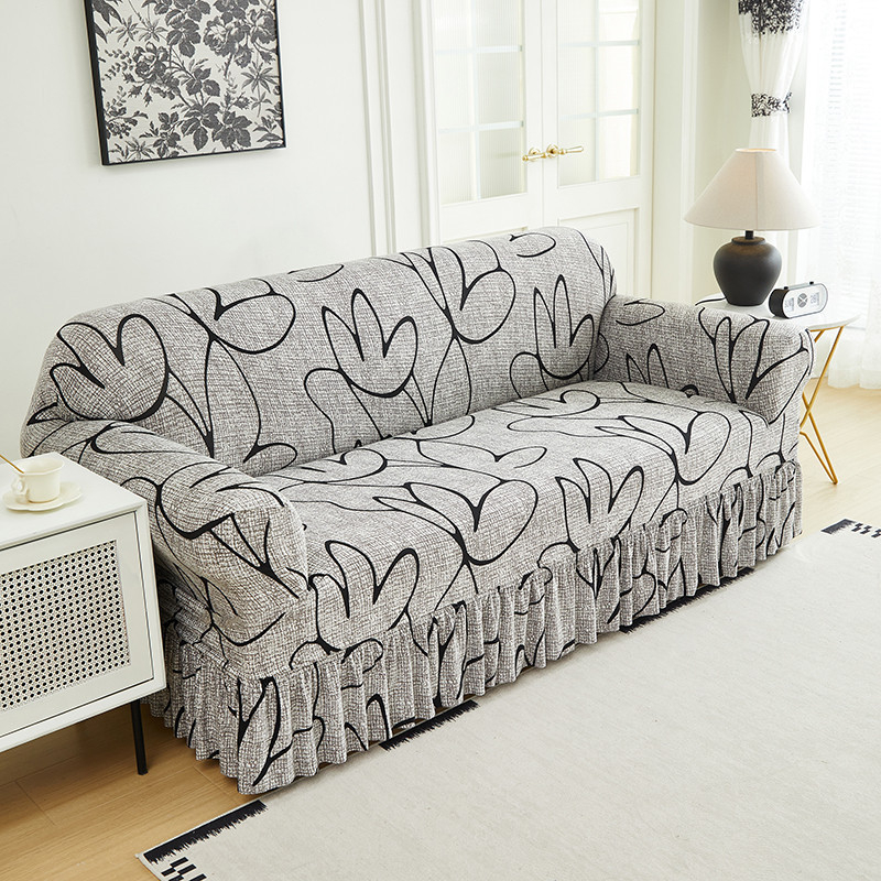 🛋️ Elastischer Sofabezug mit Volant – Bedruckter, rutschfester Schutzbezug gegen Schmutz und Flecken