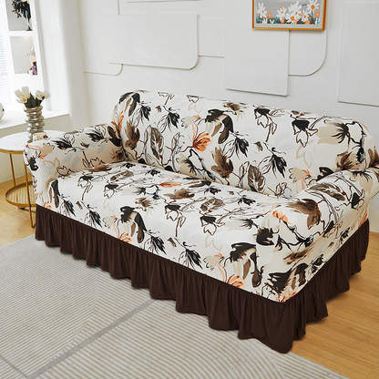 🛋️ Elastischer Sofabezug mit Volant – Bedruckter, rutschfester Schutzbezug gegen Schmutz und Flecken