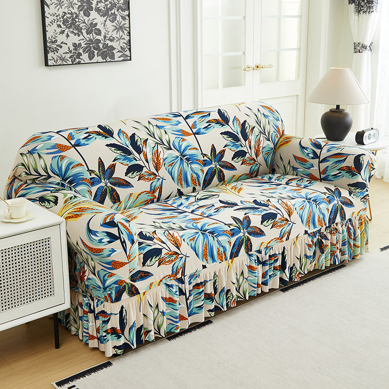 🛋️ Elastischer Sofabezug mit Volant – Bedruckter, rutschfester Schutzbezug gegen Schmutz und Flecken