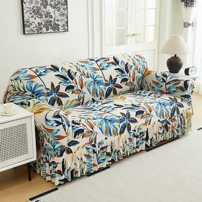 🛋️ Elastischer Sofabezug mit Volant – Bedruckter, rutschfester Schutzbezug gegen Schmutz und Flecken
