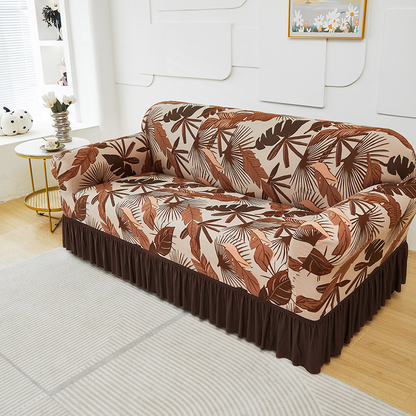 🛋️ Elastischer Sofabezug mit Volant – Bedruckter, rutschfester Schutzbezug gegen Schmutz und Flecken