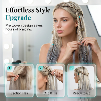 🍂Vorgeflöchtene Haar-Extensions✨Maillard Farbton Natürliche Haarverlängerung