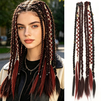 🍂Vorgeflöchtene Haar-Extensions✨Maillard Farbton Natürliche Haarverlängerung