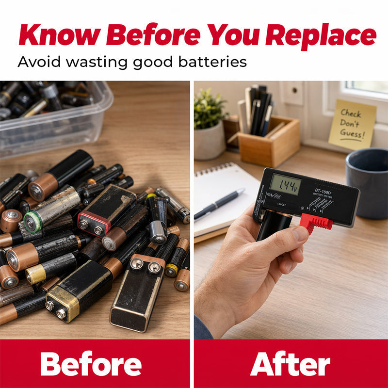 🔋📟 Digitaler Batterietester – universell, präzise, einfach – für AAA, AA, 9V, Auto & mehr – sofort einsatzbereit! ⚡