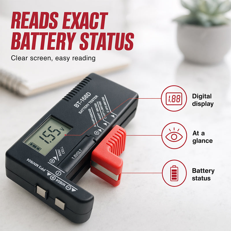 🔋📟 Digitaler Batterietester – universell, präzise, einfach – für AAA, AA, 9V, Auto & mehr – sofort einsatzbereit! ⚡
