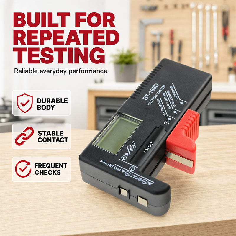 🔋📟 Digitaler Batterietester – universell, präzise, einfach – für AAA, AA, 9V, Auto & mehr – sofort einsatzbereit! ⚡
