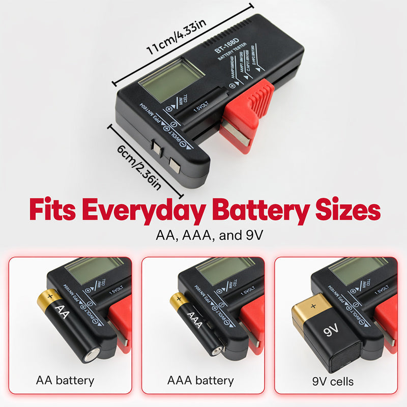 🔋📟 Digitaler Batterietester – universell, präzise, einfach – für AAA, AA, 9V, Auto & mehr – sofort einsatzbereit! ⚡