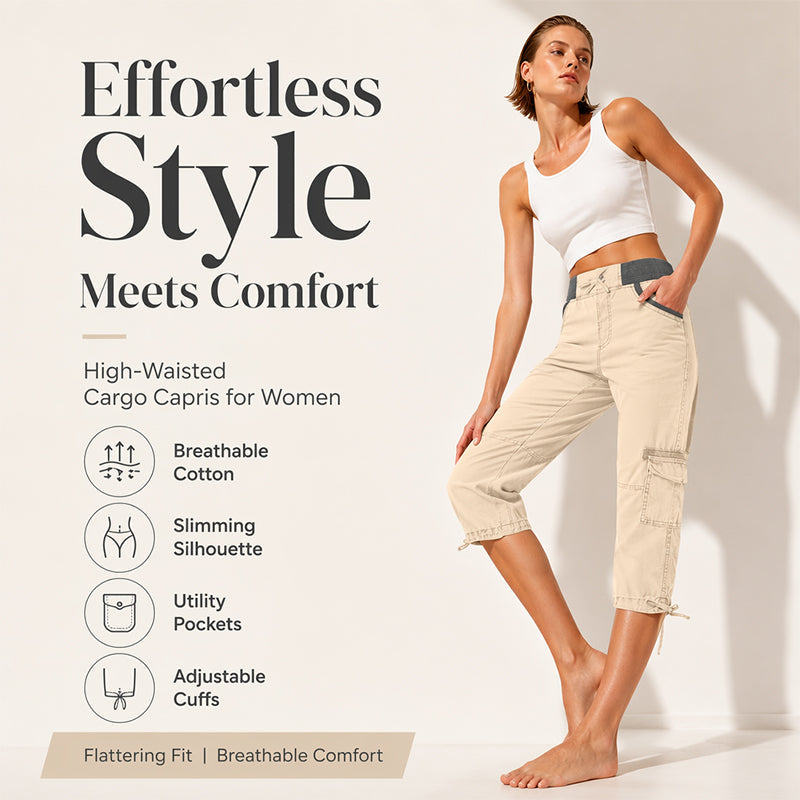 Cargo-Caprihose für Damen mit hoher Taille