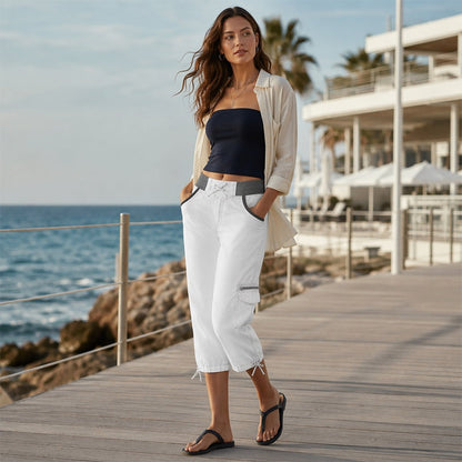 Cargo-Caprihose für Damen mit hoher Taille