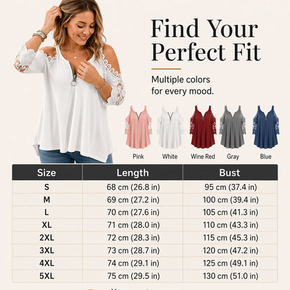 Must-Have🔥 Spitzen-Top mit freien Schultern und Reißverschluss – Ausgefallene Details & atmungsaktiver Stoff für mühelosen Stil ✨