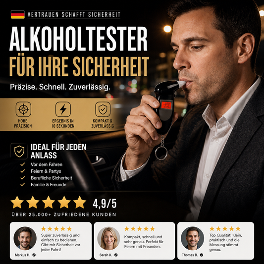 📢📢 50 % Rabatt!! 🚔✨Tragbares Atemalkoholmessgerät, Schnelltest‑Alkoholtester für den Heimgebrauch